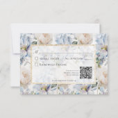青と白のフローラ素朴金ゴールドフレーム結婚式RSVP 出欠カード (裏面)