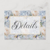 青と白のフローラ素朴金ゴールドフレーム エンクロージャーカード (正面)