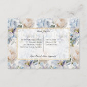 青と白のフローラ素朴金ゴールド枠の白 エンクロージャーカード (裏面)