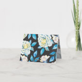 青と白のフローラ結婚のサンキューカード サンキューカード (裏面)