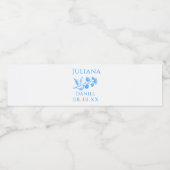 青と白のフローラ結婚のボトルのラベル ペットボトルラベル (シングルラベル)