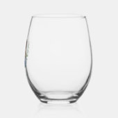 青と白のフローラ結婚の写真 ステムなしワイングラス (左)