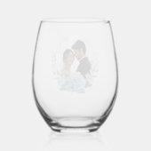 青と白のフローラ結婚の写真 ステムなしワイングラス (裏面)