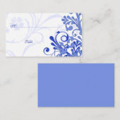 青と白のフローラ結婚の場所またはエスコートカード プレイスカード (正面/裏面)