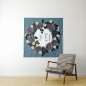 青と白のフローラ結婚の背景 タペストリー (インサイチュ(横))