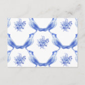 青と白のフローラ結婚の詳細 エンクロージャーカード (裏面)