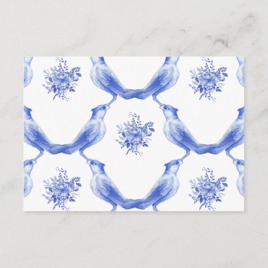 青と白のフローラ結婚の詳細 エンクロージャーカード (裏面)