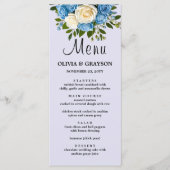青と白のフローラ結婚カード メニュー (正面)