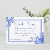 青と白のフローラ結婚磁器 サンキューカード (スタンド正面)