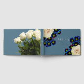 青と白のフローラ結婚 ゲストブック (全面)