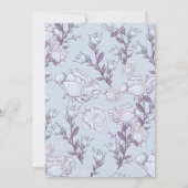 青と白のフローラ縁どブライダルシャワー 招待状 (裏面)