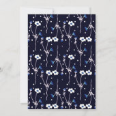 青と白のフローラ縁ど白ブライダルシャワー 招待状 (裏面)