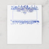 青と白のフローラ茶ポットとティーカップ プレイスカード (外部開封)