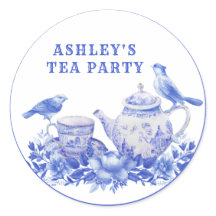 青と白のフローラ茶ポットと鳥クラシックの