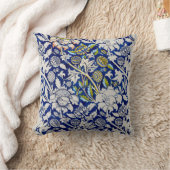 青と白のフローラ装飾用クッション クッション (ブランケット)