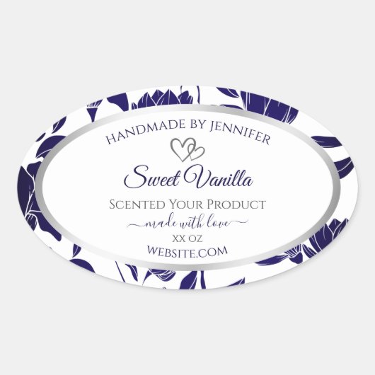 青と白のフローラ製品の包装ラベル 楕円形シール (正面)