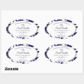 青と白のフローラ製品の包装ラベル 楕円形シール (シート)