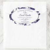 青と白のフローラ製品の包装ラベル 楕円形シール (バッグ)