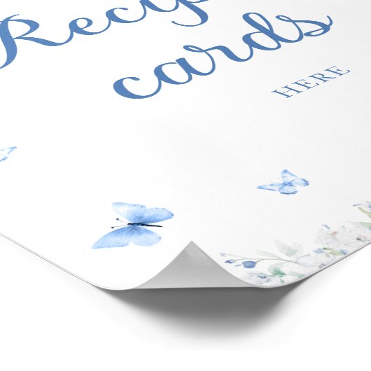 青と白のフローラ離れのレシピカード ポスター (角)