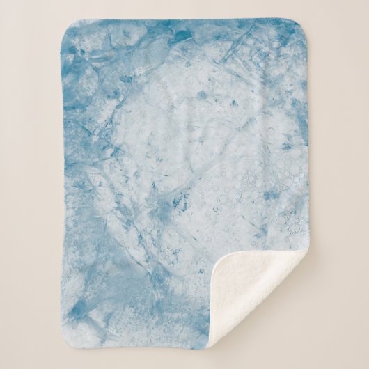青と白のフローラ シェルパブランケット (正面)