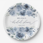 青と白のフローラ ペーパープレート (正面)