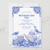 青と白のフローラ |マザーズデイティー招待状 招待状 (正面)