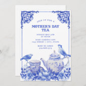 青と白のフローラ |マザーズデイティー招待状 招待状 (正面/裏面)