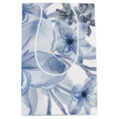 青と白のフローラ ミディアムペーパーバッグ (正面)