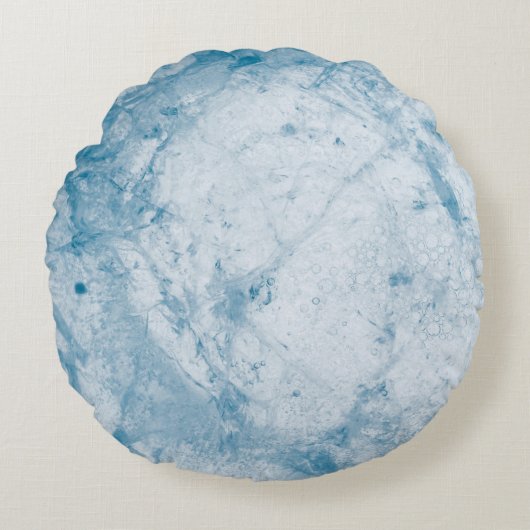 青と白のフローラ ラウンドクッション (正面)