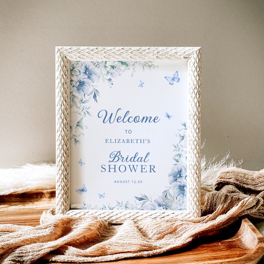 青と白のブライダルシャワーへようこそ ポスター