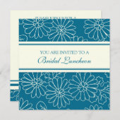 青と白のブライダルランチョン招待状カード 招待状 (正面/裏面)