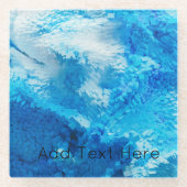 青と白のブレンド抽象芸術アート ガラスコースター (正面)