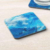 青と白のブレンド抽象芸術アート コースター (左側)