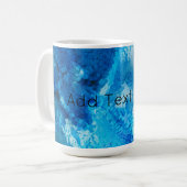青と白のブレンド抽象芸術アート コーヒーマグカップ (正面左)