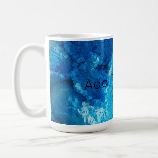 青と白のブレンド抽象芸術アート コーヒーマグカップ (左)