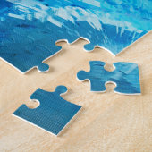 青と白のブレンド抽象芸術アート ジグソーパズル (側面)