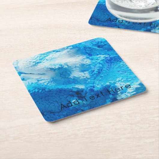 青と白のブレンド抽象芸術アート スクエアペーパーコースター (アングル)
