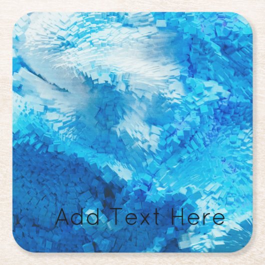 青と白のブレンド抽象芸術アート スクエアペーパーコースター (正面)