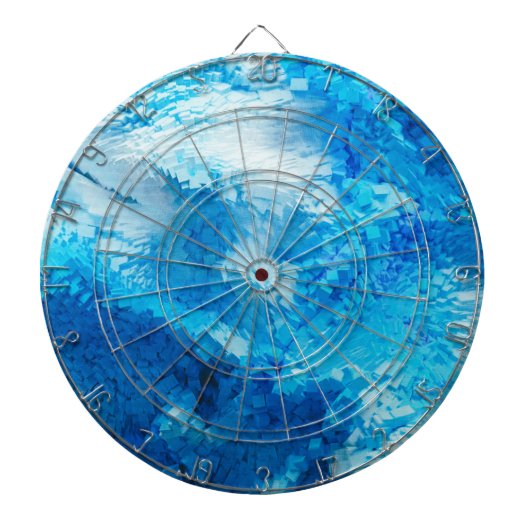 青と白のブレンド抽象芸術アート ダーツボード (正面)