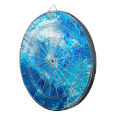 青と白のブレンド抽象芸術アート ダーツボード (正面右)