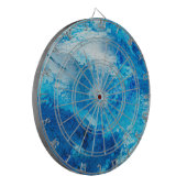 青と白のブレンド抽象芸術アート ダーツボード (正面左)