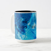 青と白のブレンド抽象芸術アート ツートーンマグカップ (正面左)