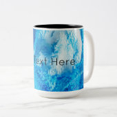 青と白のブレンド抽象芸術アート ツートーンマグカップ (正面右)