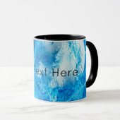 青と白のブレンド抽象芸術アート マグカップ (正面右)