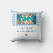 青と白のプライドのギンガムと写真 クッション (正面)