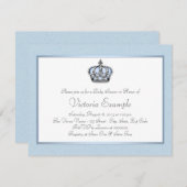 青と白のプリンスベビーシャワー 招待状 (正面/裏面)