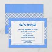 青と白のプレイドパーティー招待状 招待状 (正面/裏面)
