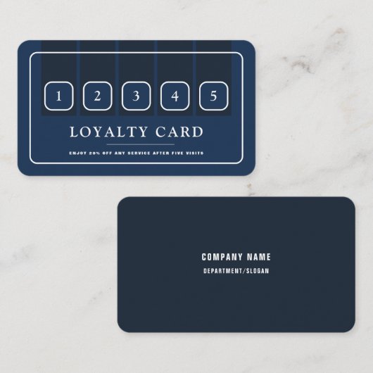 青と白のプロフェッショナルアイコン ロイヤリティカード (正面/裏面)