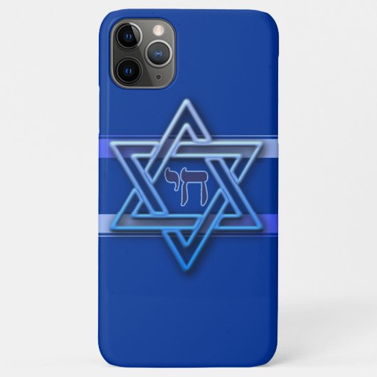 青と白のヘブライ語チャイのスターダビッド Case-Mate iPhoneケース (裏面)