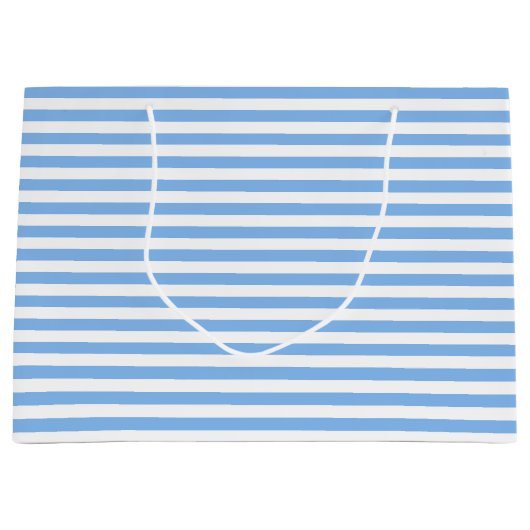 青と白のベビストライプのーシャワー ラージペーパーバッグ (正面)